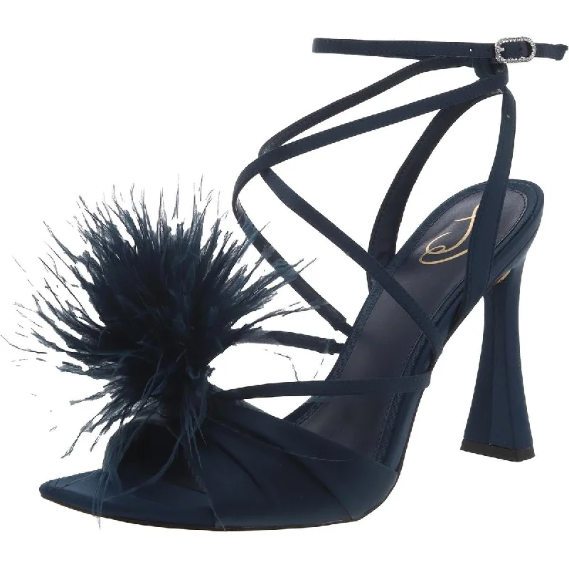 Stylish Ankle Strap Heels for Women--Layton Womens Feathers Ankle Strap Heels