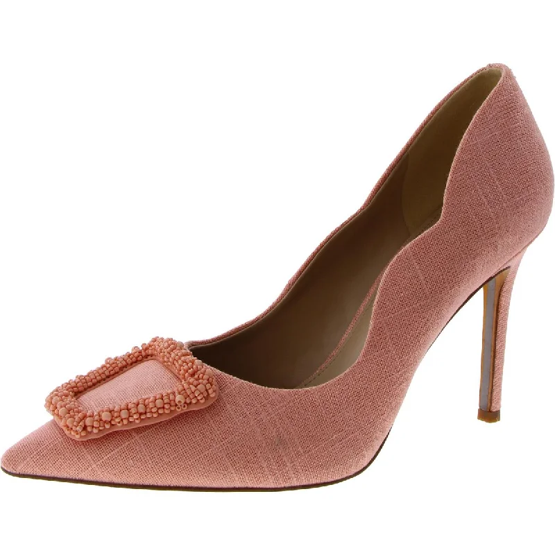 Versatile Heeled Sandals for Any Occasion---Womens Scalloped Beaded Pumps