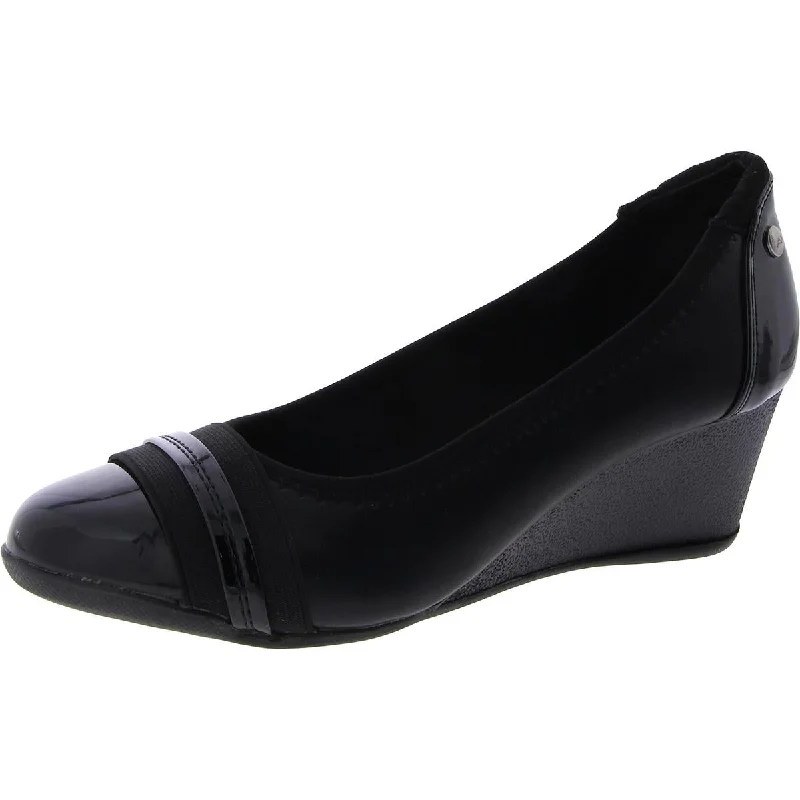 Tottie Womens Faux Leather Comfort Wedge Heels---Comfortable Leather Pumps for Office and Everyday Wear