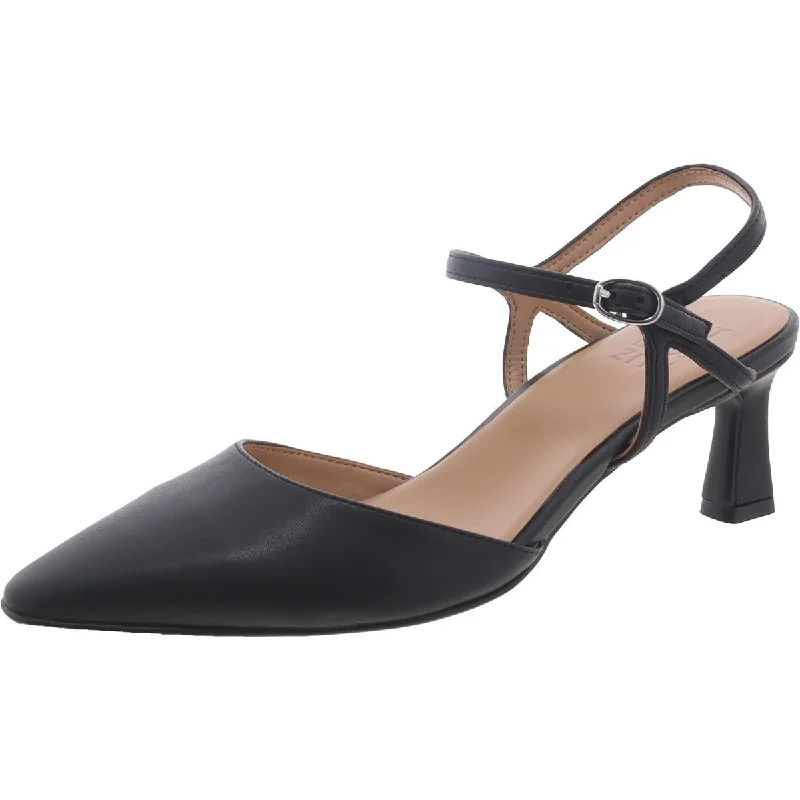 Stylish Ankle Strap Heels for Women--Tara Womens Faux Leather Ankle Strap Slingback Heels