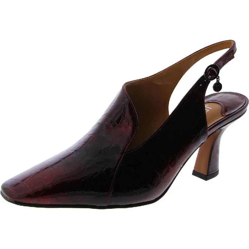 Sleek and Shiny Patent Pump Heels for a Polished Look--Prissy Womens Patent Square Toe Slingback Heels