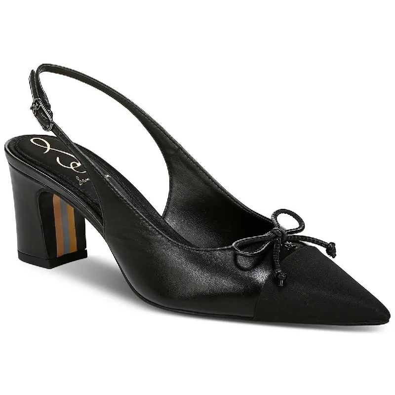 Trendy Chunky Heel Pumps for Casual Wear--Willette Womens Leather Block Heel Slingback Heels