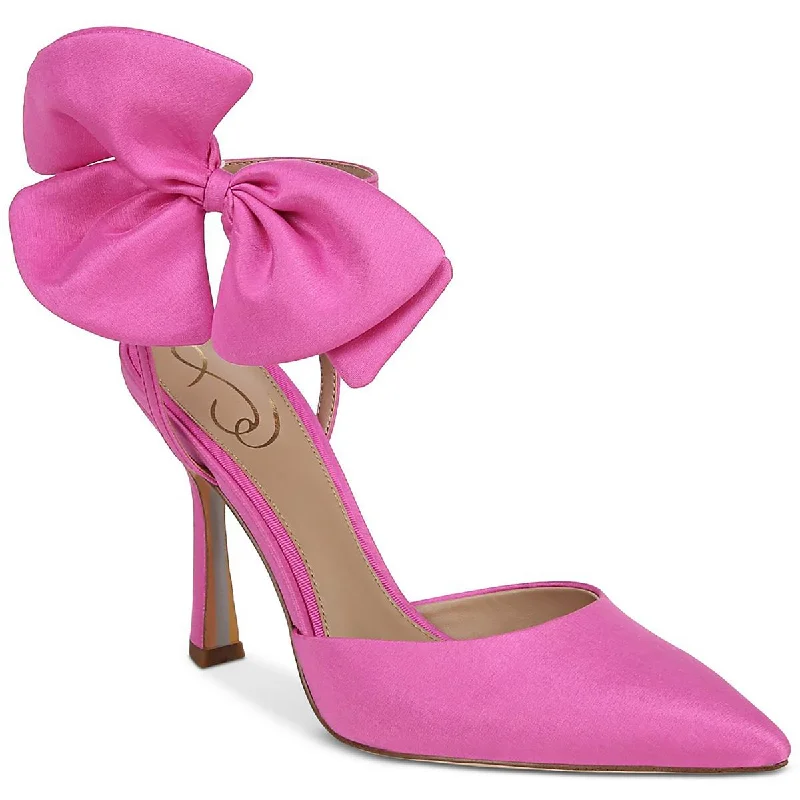 Stiletto Heel Pumps with Perfect Fit--Halie Womens Satin Pointed Toe Pumps-Fashionable & Classic