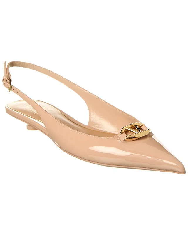 Sleek and Shiny Patent Pump Heels for a Polished Look--Valentino Vlogo Patent Slingback Pump