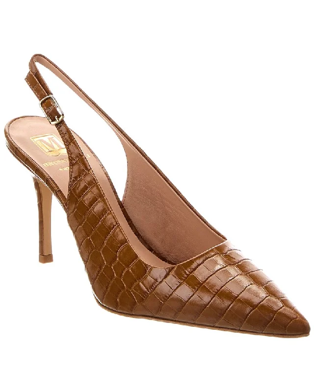 Fashionable Leather Slingback Pumps for Casual Wear--M By Bruno Magli Pamela Croc-Embossed Leather Slingback Pump