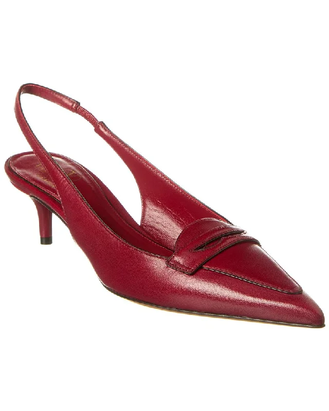 Trendy Chunky Heel Pumps for Casual Wear--Valentino Capretto 50 Bicolor Leather Loafer Slingback Pump