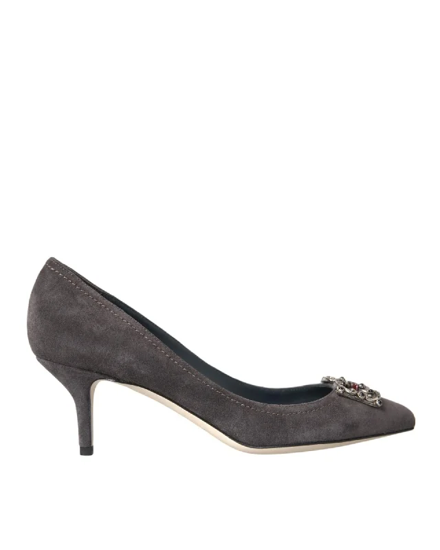 Affordable Suede Ankle Pumps for All-Day Wear--Dolce & Gabbana  Suede Pumps with Jewel Buckle