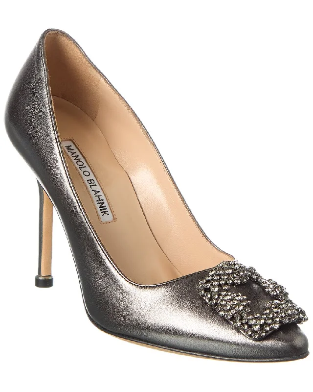 Manolo Blahnik Hangisi 105 Leather Pump---Comfortable Leather Pumps for Office and Everyday Wear