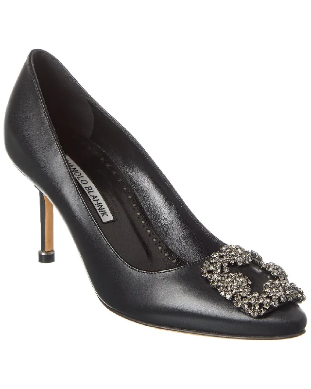 Manolo Blahnik Hangisi 70 Leather Pump---Comfortable Leather Pumps for Office and Everyday Wear