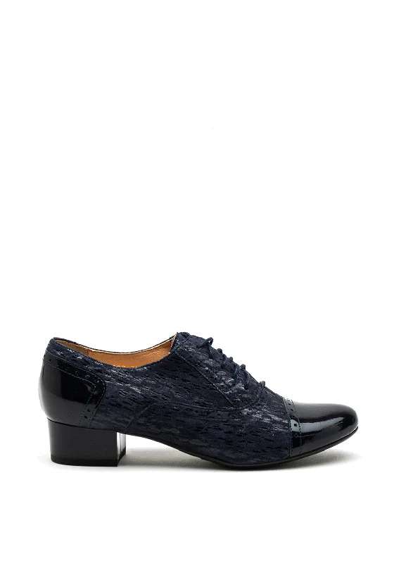 Trendy Chunky Heel Pumps for Casual Wear--Bioeco by Arka Block Heel Brogue Shoes, Navy