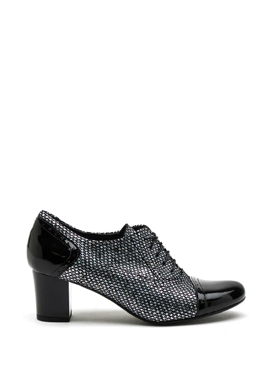 Trendy Chunky Heel Pumps for Casual Wear--Bioeco by Arka High Block Heel Brogue Shoes, Black