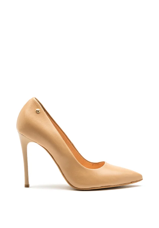 Stiletto Heel Pumps with Perfect Fit--Bioeco by Arka Leather Classic Stiletto Heels, Nude-Fashionable & Classic