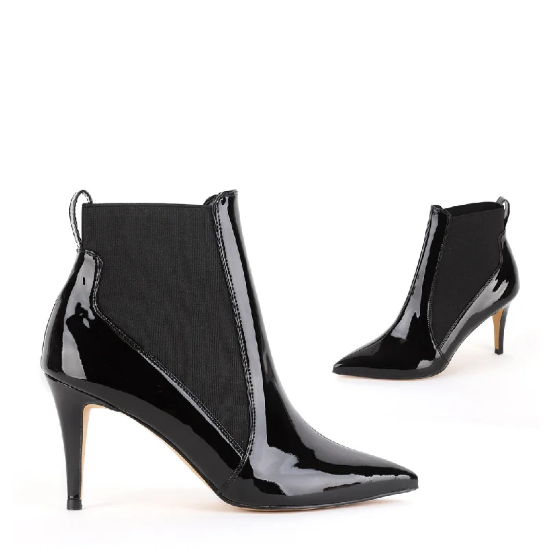 Versatile Heeled Sandals for Any Occasion---BISOUS - black patent