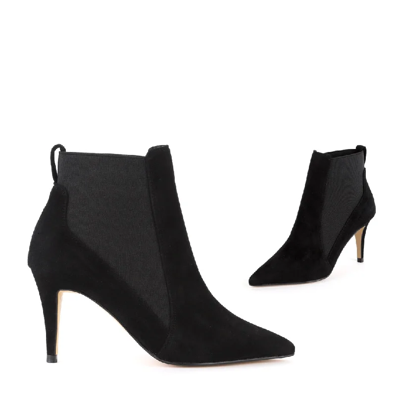 Affordable Suede Ankle Pumps for All-Day Wear--BISOUS - black suede