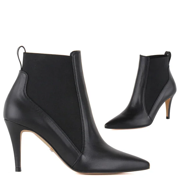 BISOUS - black leather---Comfortable Leather Pumps for Office and Everyday Wear