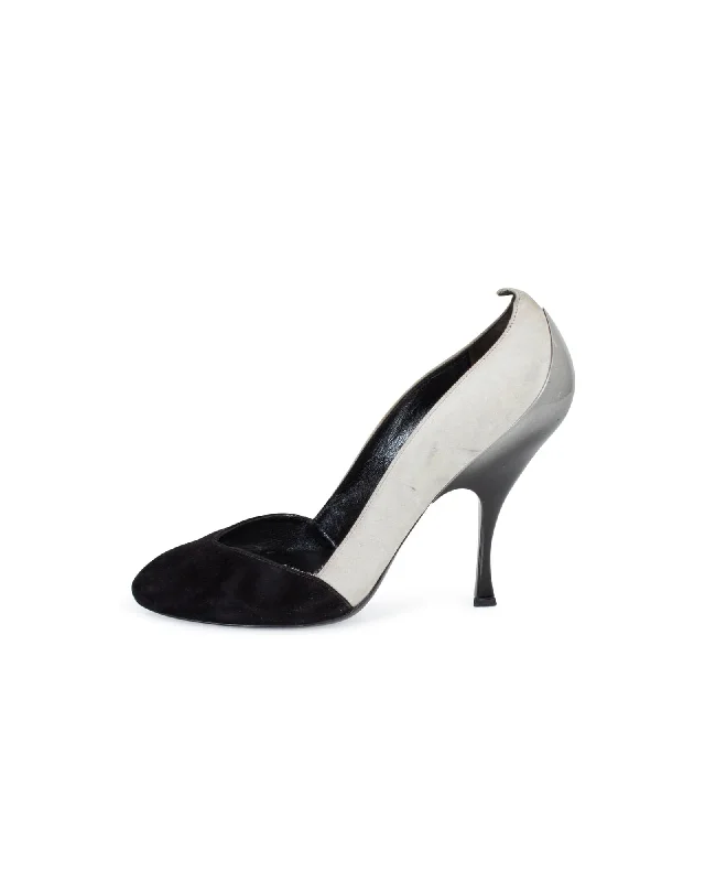 Affordable Suede Ankle Pumps for All-Day Wear--Black and Gray Suede Ombre Pumps