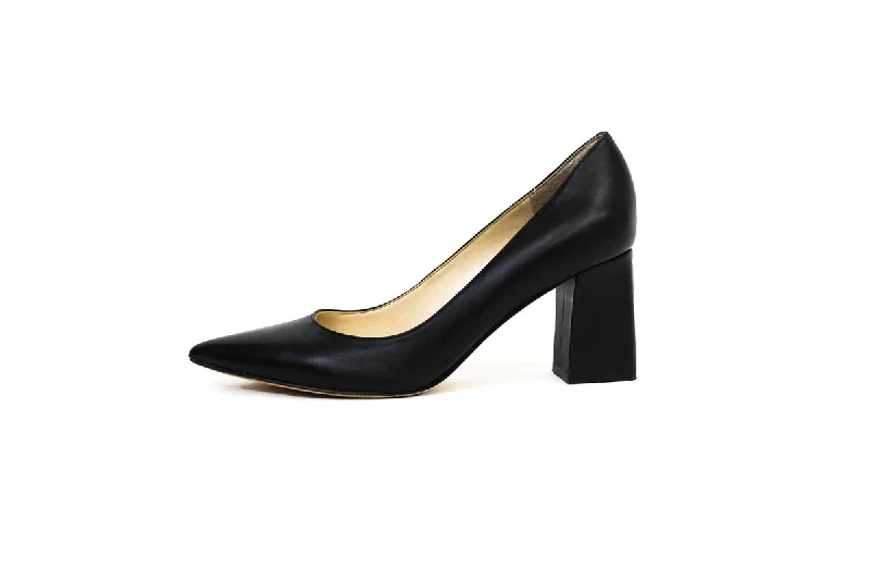 Trendy Chunky Heel Pumps for Casual Wear--Black Block Heel Pointed-Toe Pumps