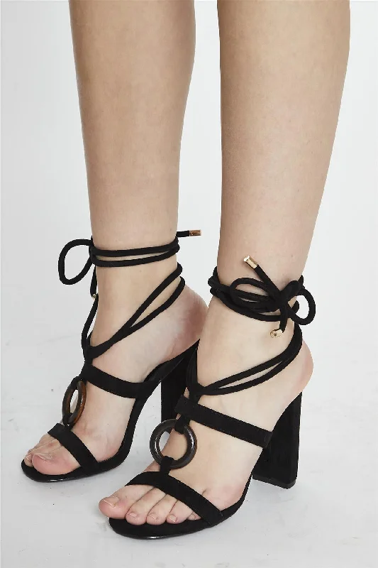 Black Block Strappy Heel---Affordable Strappy Platform Heels with Premium Quality