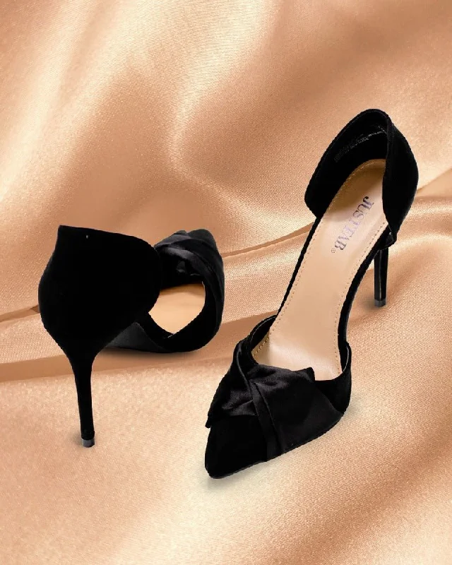 Black Bow Pointy Heels---Charming Bow Pumps for a Cute and Stylish Look