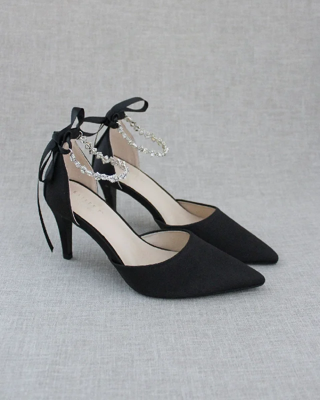 Evening Pumps with Amaryllis Crystal Strap---Elegant Evening Heels for Weddings and Parties