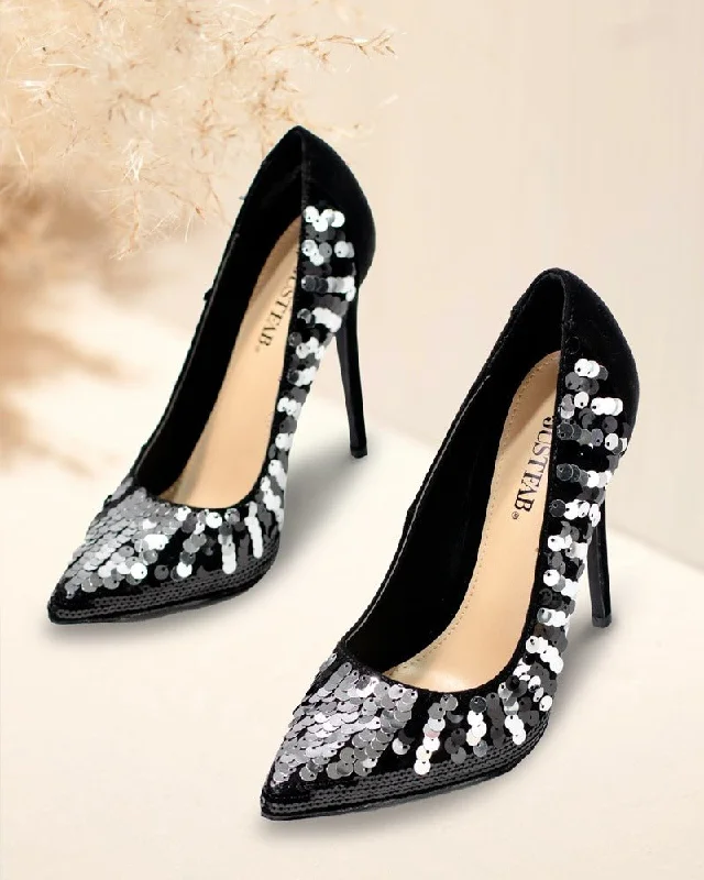 Black Glitter Heels---Trendy Glitter Heels for a Glamorous Look