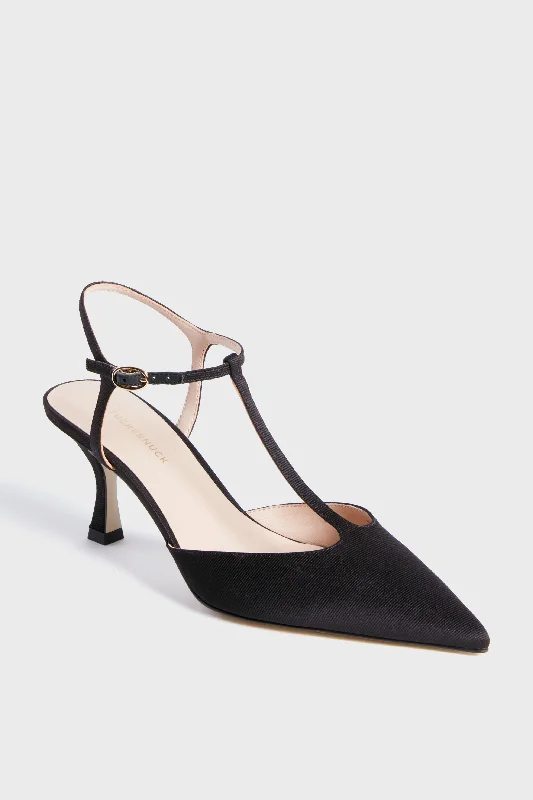 Stiletto Heel Pumps with Perfect Fit--Black Grosgrain Margot Heels-Fashionable & Classic