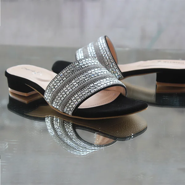 Versatile Heeled Sandals for Any Occasion---Black Heel Slippers for women