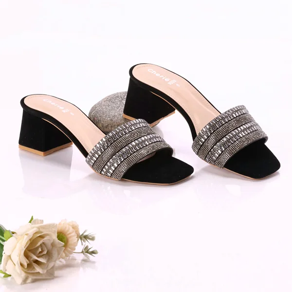 Versatile Heeled Sandals for Any Occasion---Black Heel Slippers for women