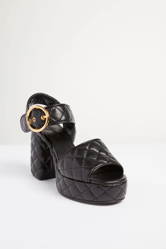 Stiletto Heel Pumps with Perfect Fit--Black Jodie Quilted Heels-Fashionable & Classic