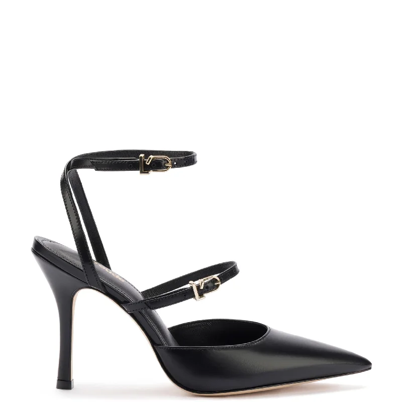 Kris Pump In Black Leather---Comfortable Leather Pumps for Office and Everyday Wear