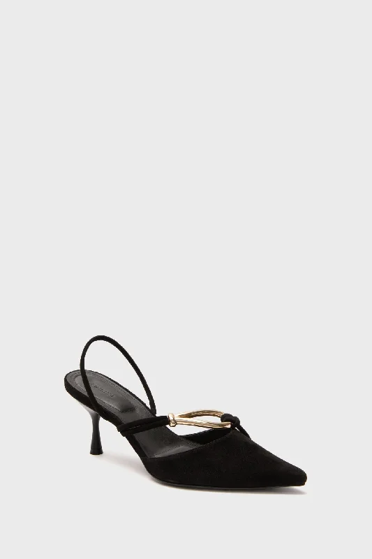 Stiletto Heel Pumps with Perfect Fit--Black Love Knot Slingback Heels-Fashionable & Classic