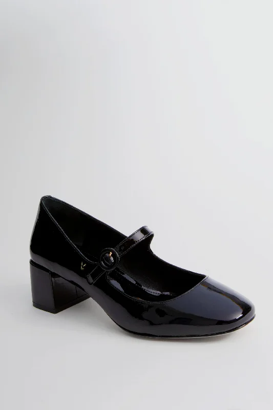 Sleek and Shiny Patent Pump Heels for a Polished Look--Black Patent Blair Block Pumps