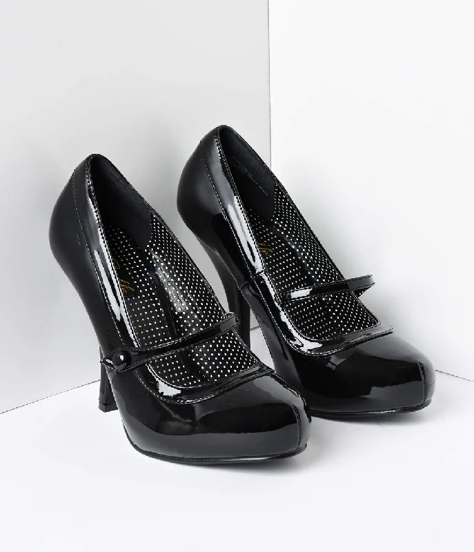 Sleek and Shiny Patent Pump Heels for a Polished Look--Black Patent Leather Cutie Pie Pumps