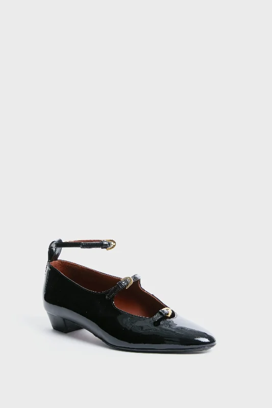 Sleek and Shiny Patent Pump Heels for a Polished Look--Black Patent Leather La Bambola Heels