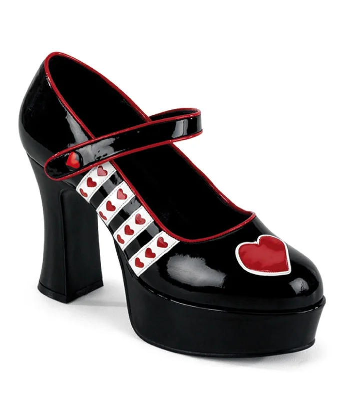 Stylish Platform Heels for Extra Height--Black Queen of Hearts Platform Heels