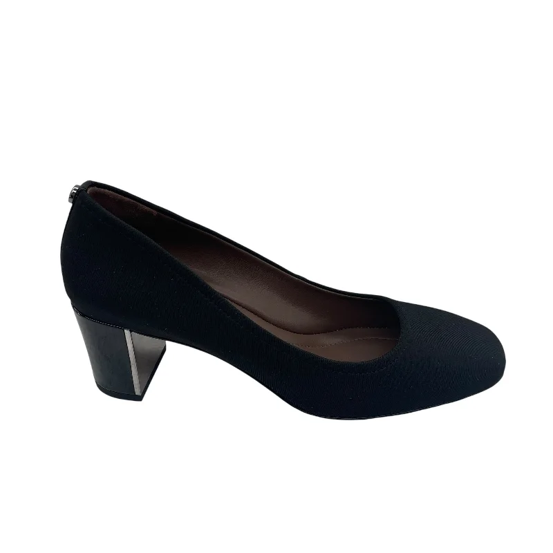 BLACK SHOES HEELS BLOCK by DONALD PLINER Size:8.5---Fashionable Kitten Heels for Date Night