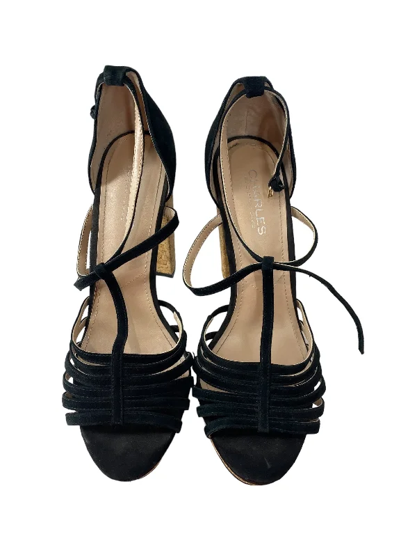 Black Shoes Heels Block Charles By Charles David, Size 8.5---Fashionable Kitten Heels for Date Night