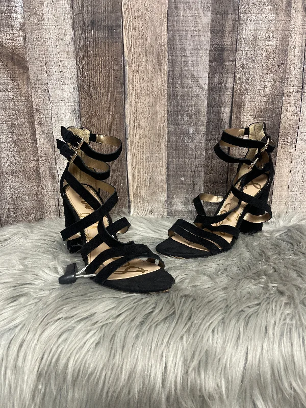 Black Shoes Heels Block Sam Edelman, Size 9---Fashionable Kitten Heels for Date Night