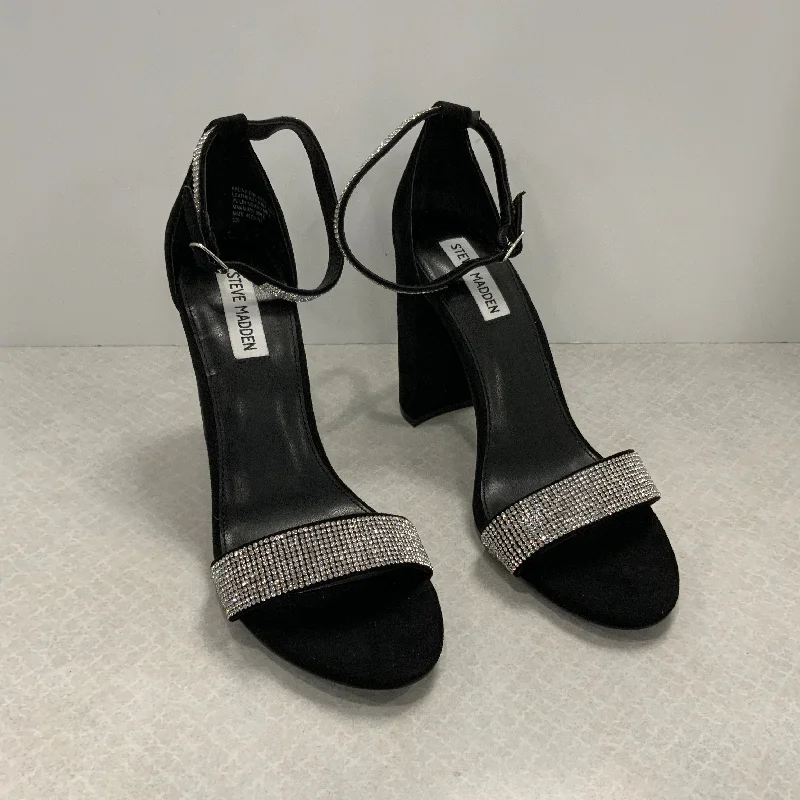 Black Shoes Heels Block Steve Madden, Size 9.5---Fashionable Kitten Heels for Date Night