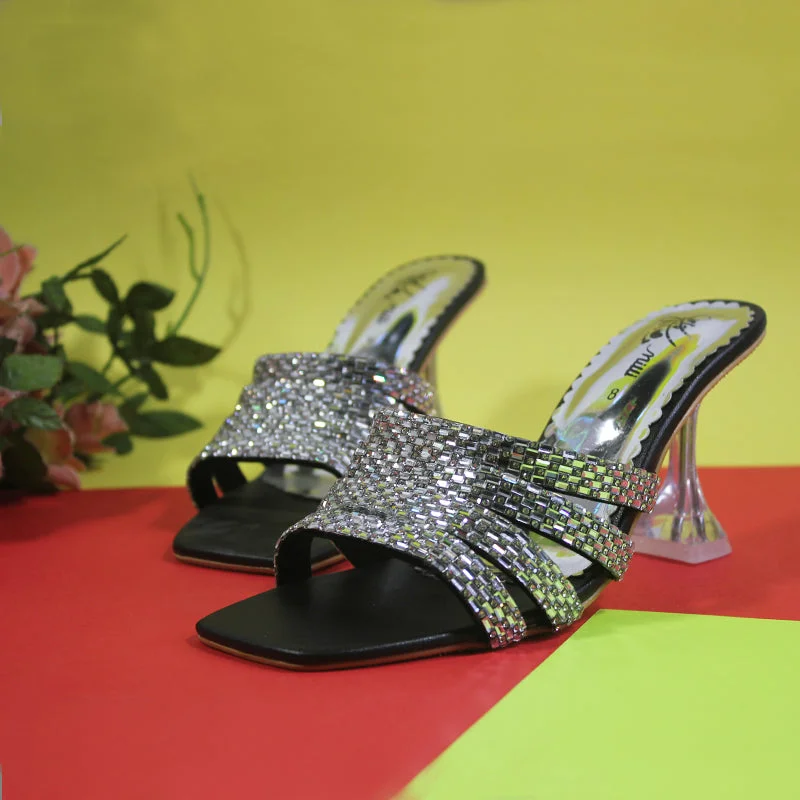 Black & Silver Fancy Slipper