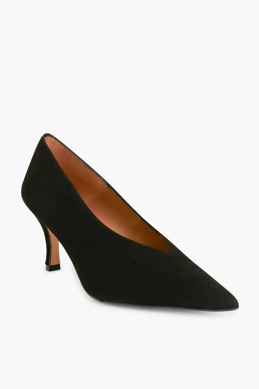 Affordable Suede Ankle Pumps for All-Day Wear--Black Suede Fabienne Heels