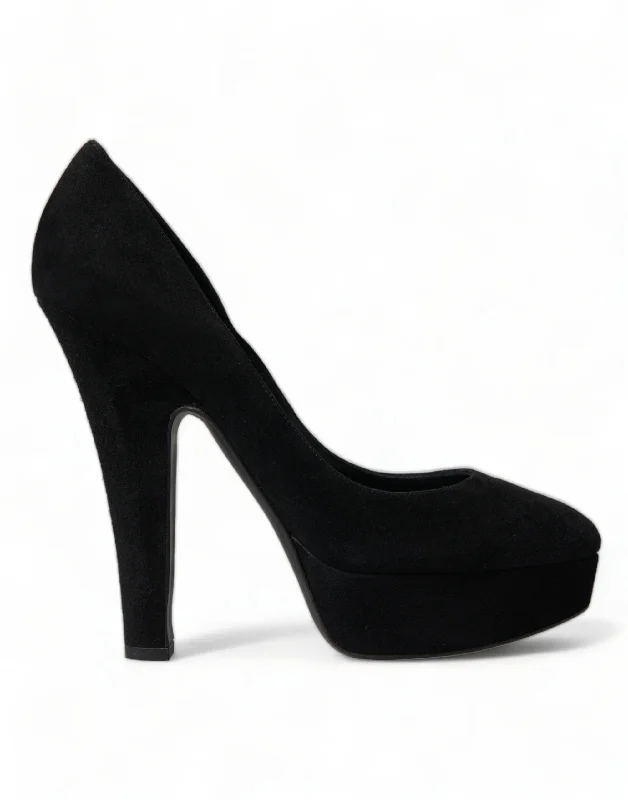 Affordable Suede Ankle Pumps for All-Day Wear--Black Suede Heeled Pumps Sophistication