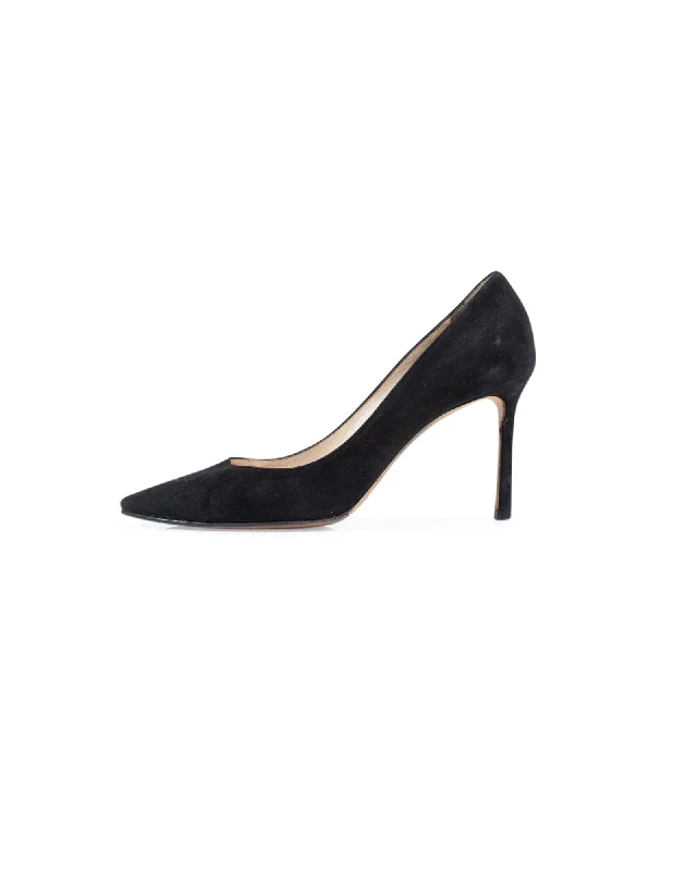 Affordable Suede Ankle Pumps for All-Day Wear--Black Suede Heels