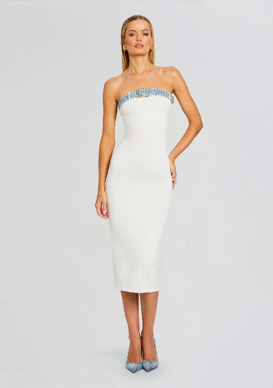 Denim dress care: washing vs dry cleaning--Blanche Knit Denim Dress