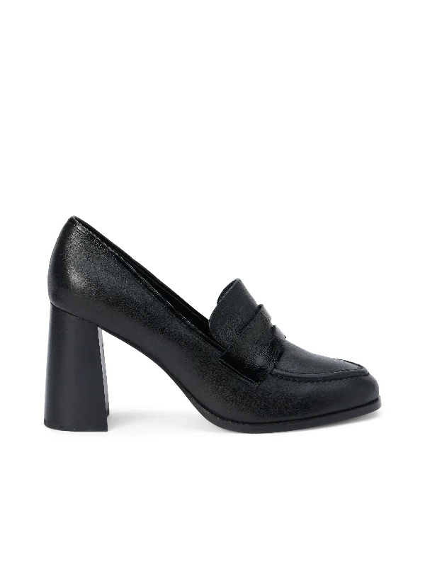 Trendy Chunky Heel Pumps for Casual Wear--Blanche Heeled Leather Loafer