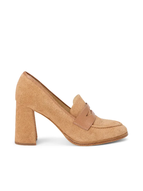 Affordable Suede Ankle Pumps for All-Day Wear--Blanche Heeled Suede Loafer