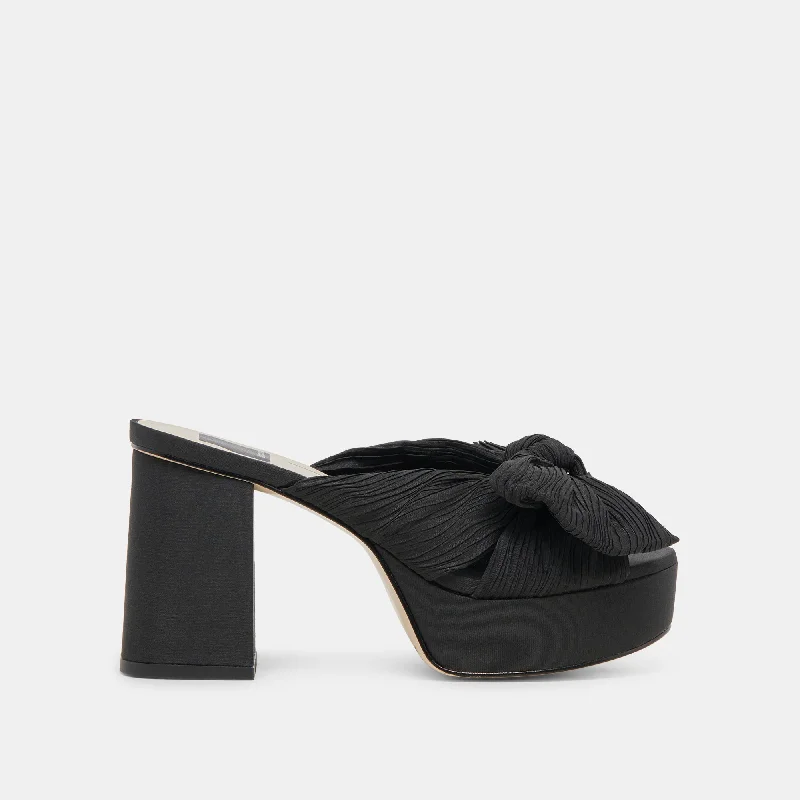 BLARE HEELS ONYX SATINAffordable Satin Heels with a Luxe Touch