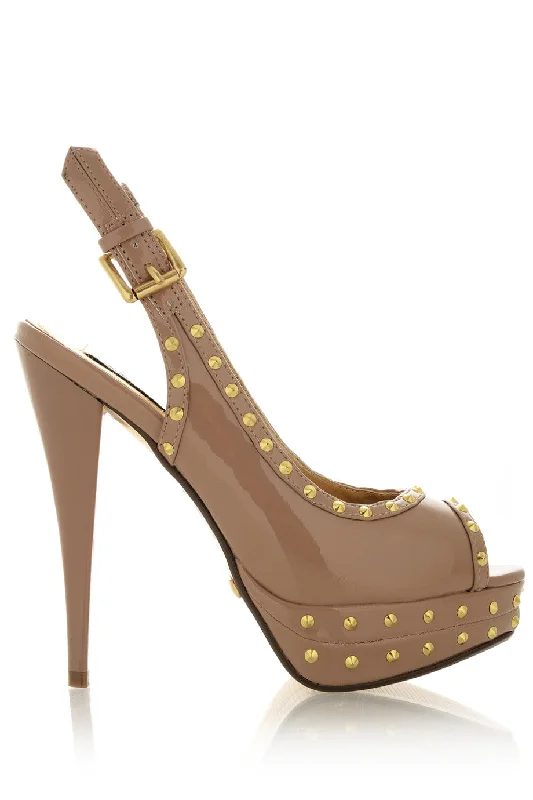 Stylish Platform Heels for Extra Height--BLINK CARRIE Nude Studded Platforms