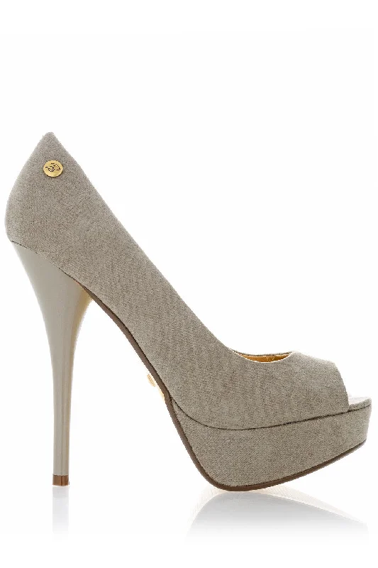 Affordable Suede Ankle Pumps for All-Day Wear--BLINK CLAIRE Taupe Suede Peep Toe