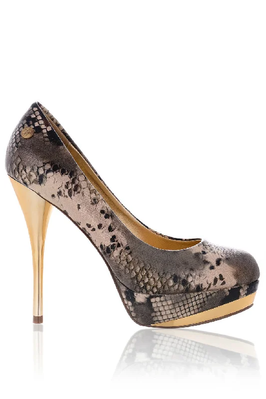 Stiletto Heel Pumps with Perfect Fit--BLINK ELSIE Metallic Snakeskin Pumps-Fashionable & Classic